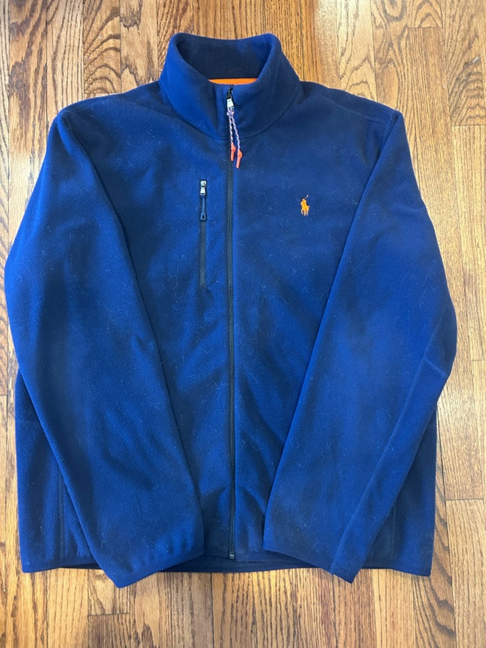 Polo by Ralph Lauren Royal Blue Full-Zip Fleece Jacket with Orange Pony